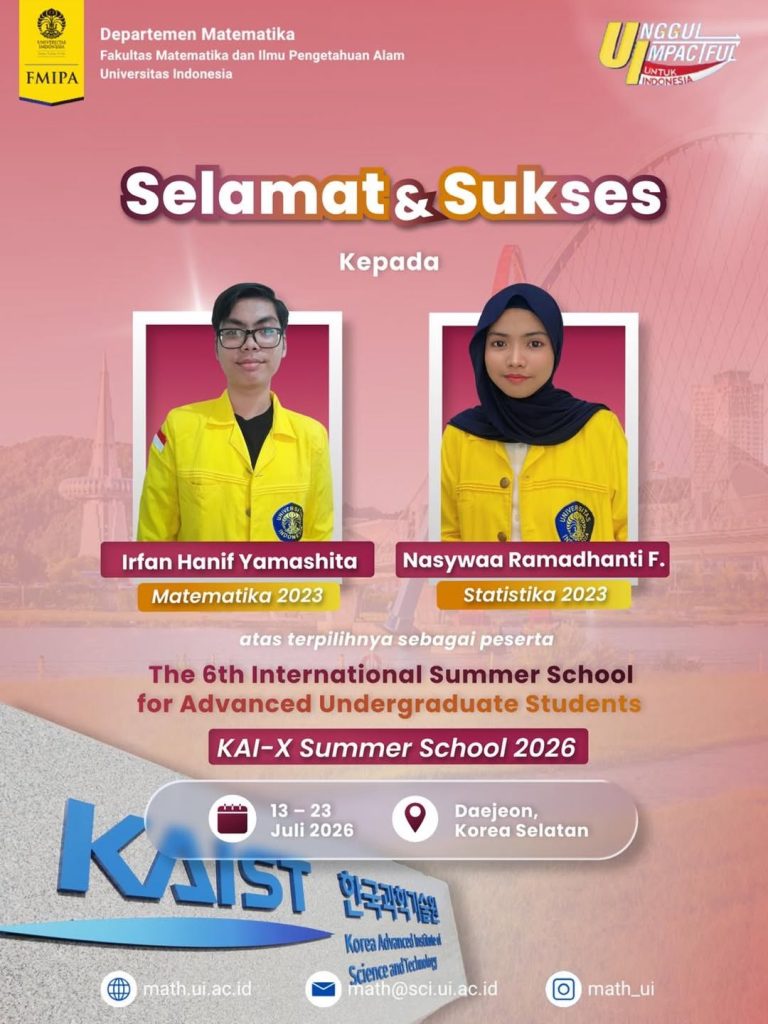 Selamat dan sukses kepada-✨ Irfan Hanif Yamashita ✨(S1 Matematika 2023)✨ Nasywaa Ramadhanti Fauz
