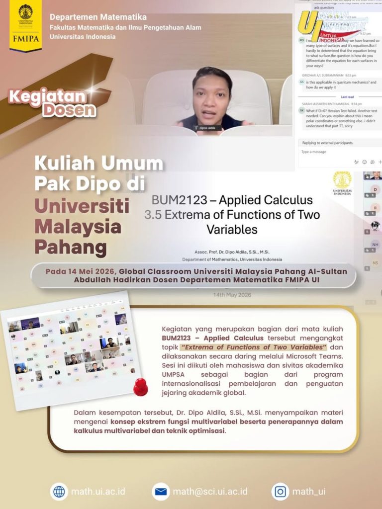 🌏 Dosen Departemen Matematika FMIPA UI, Dr. Dipo Aldila, S.Si., M.Si